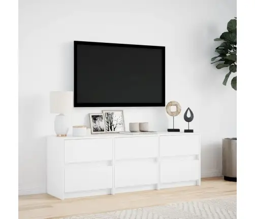 Tv Skapītis Ar Led, Balts, 140X34X50 Cm, Inženierijas Koks Vidaxl