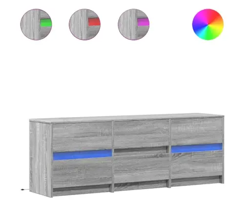 Tv Skapītis Ar Led, Pelēks, 140X34X50 Cm, Inženierijas Koks Vidaxl