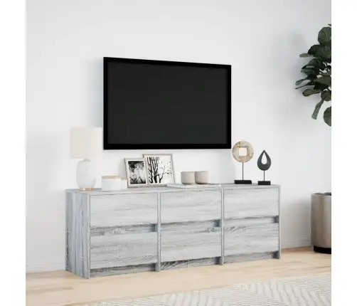 Tv Skapītis Ar Led, Pelēks, 140X34X50 Cm, Inženierijas Koks Vidaxl