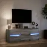 Tv Skapītis Ar Led, Pelēks, 140X34X50 Cm, Inženierijas Koks Vidaxl