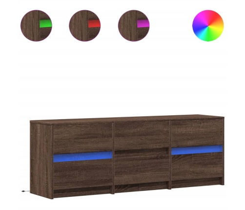 Tv Skapītis Ar Led, Brūns, 140X34X50 Cm, Inženierijas Koks Vidaxl
