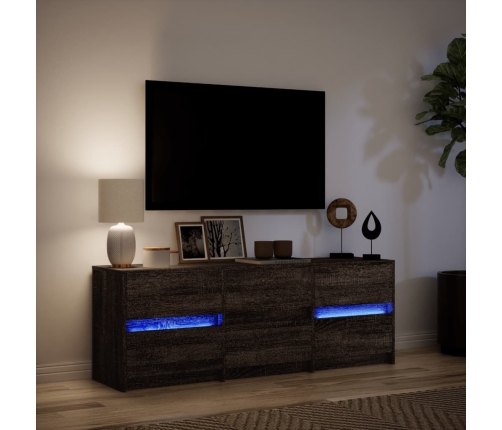 Tv Skapītis Ar Led, Brūns, 140X34X50 Cm, Inženierijas Koks Vidaxl