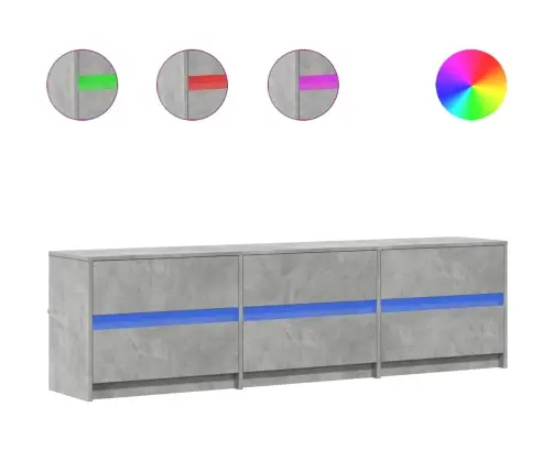 Tv Skapītis Ar Led, Pelēks, 180X34X50 Cm, Inženierijas Koks Vidaxl