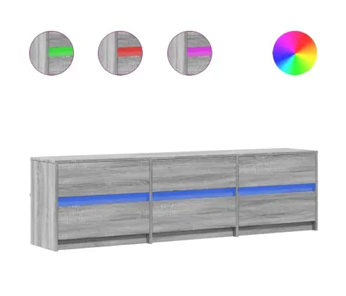 Televizoriaus Spintelė Su Led, Pilka, 180X34X50cm Mediena