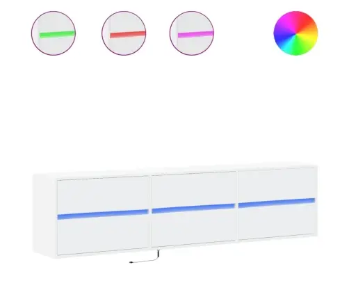 Tv Sienas Plaukts Ar Led, Balts, 180X31X45 Cm Vidaxl