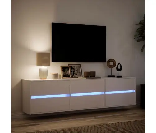 Tv Sienas Plaukts Ar Led, Balts, 180X31X45 Cm Vidaxl