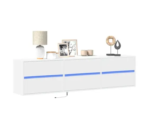 Tv Sienas Plaukts Ar Led, Balts, 180X31X45 Cm Vidaxl