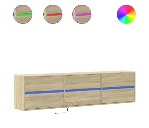 Tv Sienas Skapītis Ar Led, Ozolkoka, 180X31X45 Cm Vidaxl