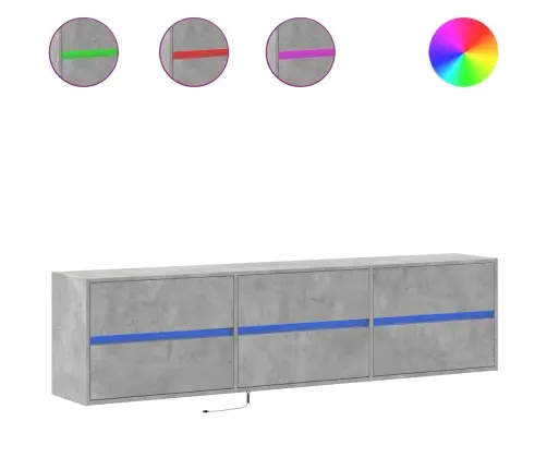 Tv Sienas Plaukts Ar Led, Betona Pelēks, 180X31X45 Cm Vidaxl