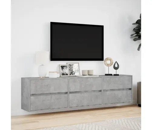 Tv Sienas Plaukts Ar Led, Betona Pelēks, 180X31X45 Cm Vidaxl