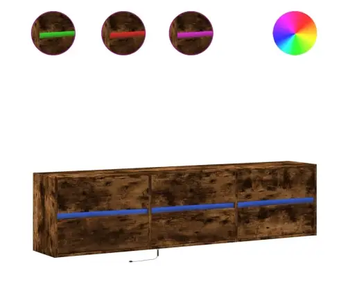 Tv Sienas Plaukts Ar Led, Ozolkoka, 180X31X45 Cm Vidaxl