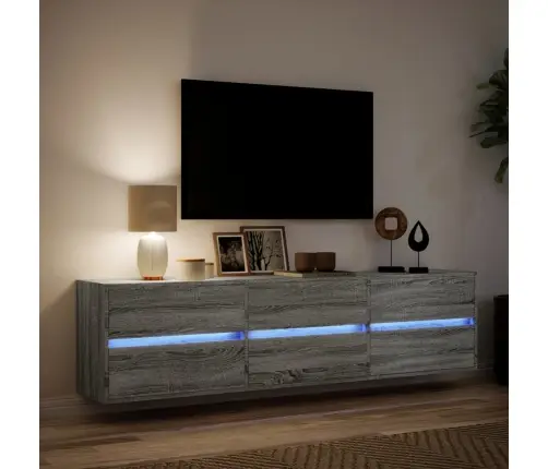 Tv Sienas Plaukts Ar Led, Pelēka Ozola Krāsa, 180X31X45 Cm Vidaxl