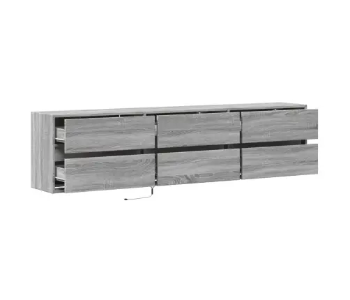 Tv Sienas Plaukts Ar Led, Pelēka Ozola Krāsa, 180X31X45 Cm Vidaxl