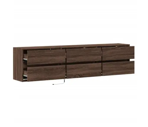 Sieninė Tv Spintelė Su Led Lemputėmis, Ruda Ąžuolo, 180X31X45Cm
