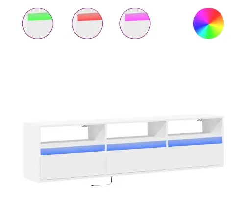 Tv Sienas Plaukts Ar Led, Balts, 180X31X45 Cm Vidaxl