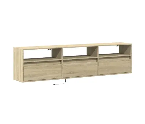 Sieninė Tv Spintelė Su Led Lemputėmis, Ąžuolo, 180X31X45Cm
