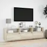 Sieninė Tv Spintelė Su Led Lemputėmis, Ąžuolo, 180X31X45Cm
