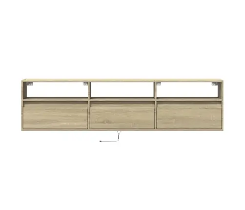 Sieninė Tv Spintelė Su Led Lemputėmis, Ąžuolo, 180X31X45Cm