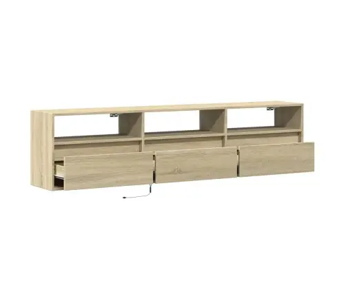 Sieninė Tv Spintelė Su Led Lemputėmis, Ąžuolo, 180X31X45Cm