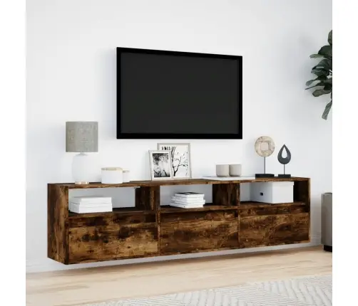 Tv Sienas Plaukts Ar Led, Ozolkoka, 180X31X45 Cm Vidaxl