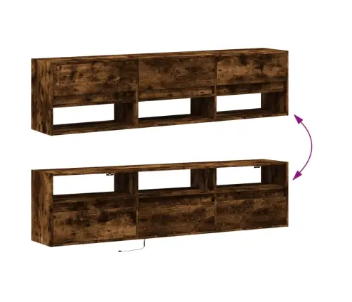 Tv Sienas Plaukts Ar Led, Ozolkoka, 180X31X45 Cm Vidaxl