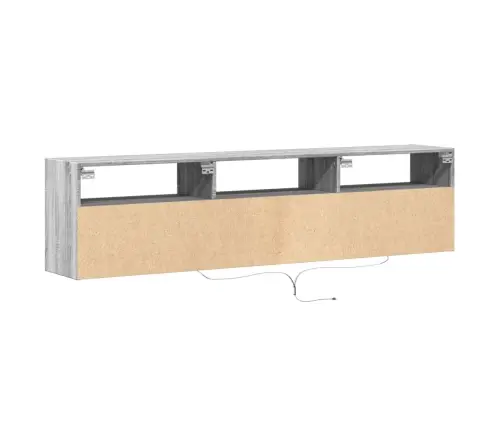 Sieninė Tv Spintelė Su Led Lemputėmis, Pilka, 180X31X45Cm