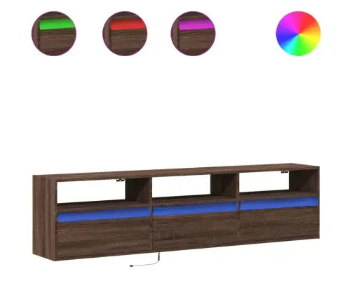 Tv Sienas Plaukts Ar Led, Brūna Ozola, 180X31X45 Cm Vidaxl