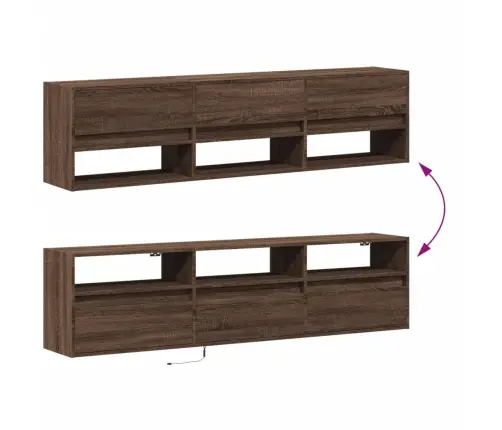 Tv Sienas Plaukts Ar Led, Brūna Ozola, 180X31X45 Cm Vidaxl