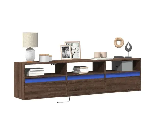 Tv Sienas Plaukts Ar Led, Brūna Ozola, 180X31X45 Cm Vidaxl