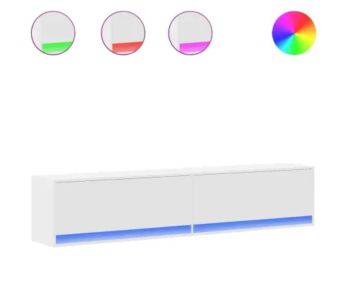 Tv Sienas Plaukts Ar Led, Balts, 180X31X38 Cm Vidaxl