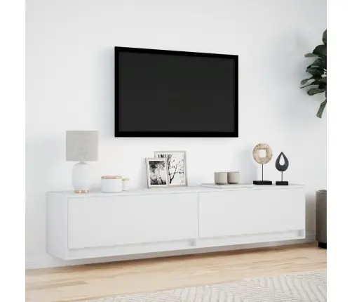 Tv Sienas Plaukts Ar Led, Balts, 180X31X38 Cm Vidaxl