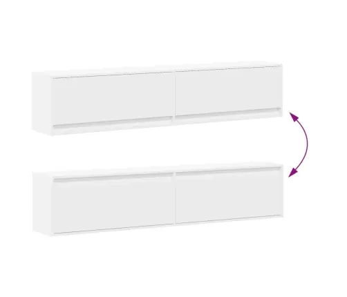 Tv Sienas Plaukts Ar Led, Balts, 180X31X38 Cm Vidaxl