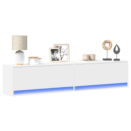 Tv Sienas Plaukts Ar Led, Balts, 180X31X38 Cm Vidaxl