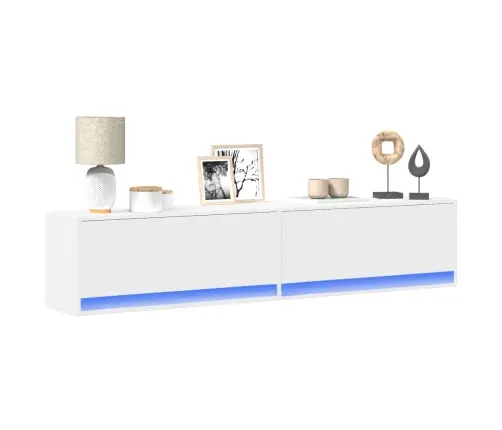 Tv Sienas Plaukts Ar Led, Balts, 180X31X38 Cm Vidaxl