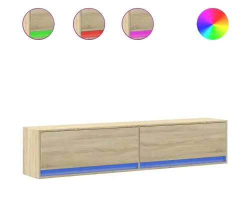 Sieninė Tv Spintelė Su Led Lemputėmis, Ąžuolo, 180X31X38Cm