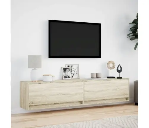 Sieninė Tv Spintelė Su Led Lemputėmis, Ąžuolo, 180X31X38Cm