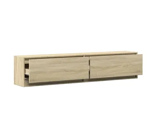 Sieninė Tv Spintelė Su Led Lemputėmis, Ąžuolo, 180X31X38Cm