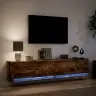 Sieninė Tv Spintelė Su Led Lemputėmis, Dūminė, 180X31X38Cm