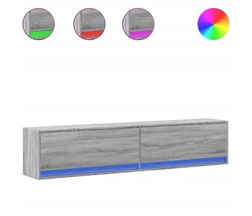 Tv Sienas Skapītis Ar Led, Pelēka Ozolkoka, 180X31X38 Cm Vidaxl