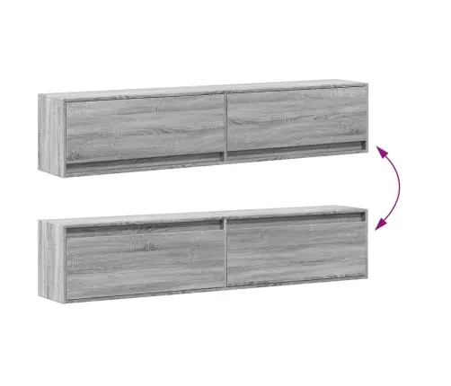 Tv Sienas Skapītis Ar Led, Pelēka Ozolkoka, 180X31X38 Cm Vidaxl