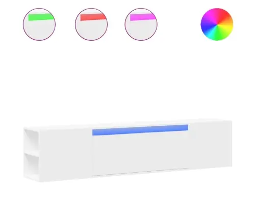 Sieninė Tv Spintelė Su Led Lemputėmis, Balta, 180X31X39,5Cm