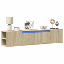 Sieninė Tv Spintelė Su Led Lemputėmis, Ąžuolo, 180X31X39,5Cm
