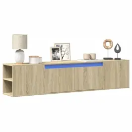 Tv Sienas Plaukts Ar Led, Ozolkoka, 180X31X39,5 Cm Vidaxl