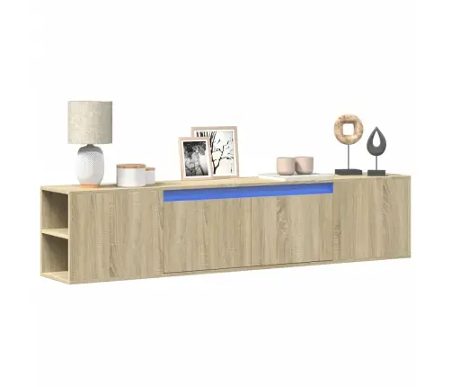 Tv Sienas Plaukts Ar Led, Ozolkoka, 180X31X39,5 Cm Vidaxl