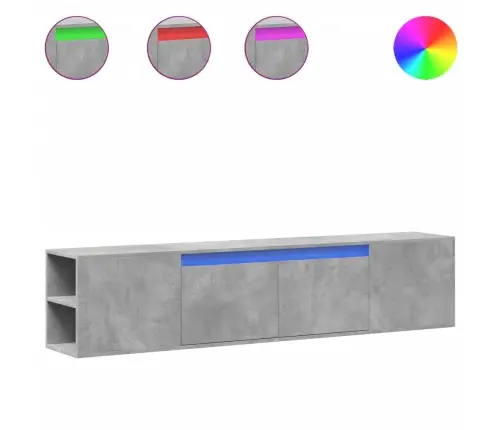 Tv Sienas Plaukts Ar Led, Betona Pelēks, 180X31X39,5Cm Vidaxl