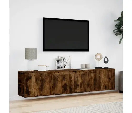 Tv Sienas Plaukts Ar Led, Ozolkoka, 180X31X39,5 Cm Vidaxl