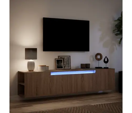 Tv Sienas Plaukts Ar Led, Brūna Ozola, 180X31X39,5 Cm Vidaxl