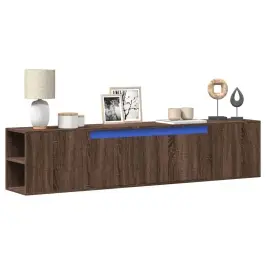 Sieninė Tv Spintelė Su Led Lemputėmis, Ruda, 180X31X39,5Cm