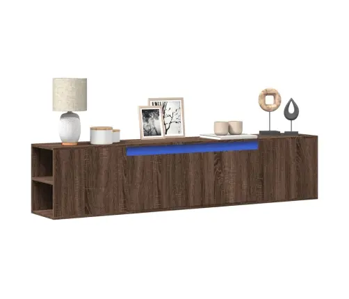 Tv Sienas Plaukts Ar Led, Brūna Ozola, 180X31X39,5 Cm Vidaxl