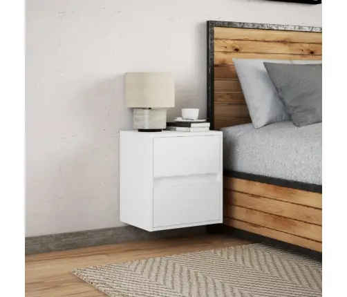 Prie Sienos Montuojama Naktinė Spintelė Su Led, Balta